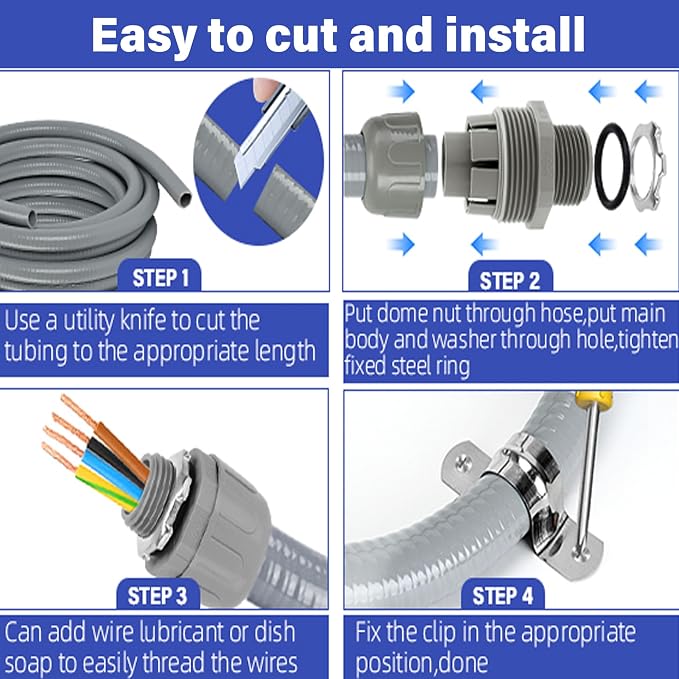 1 Inch NPT 50 FT Non-Metallic Liquid-Tight Conduit Connector Kit, LFNC-B - Image 4