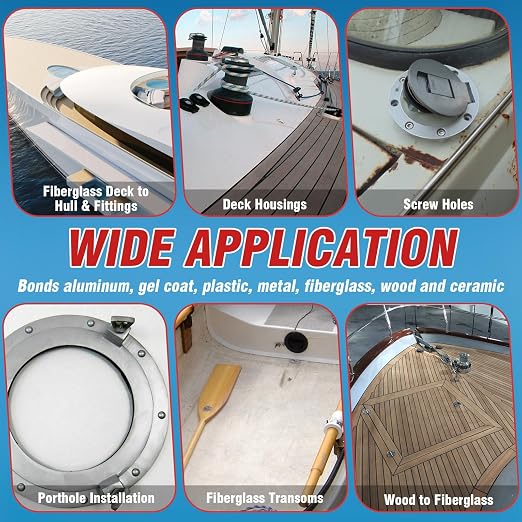 3.38 oz Marine Sealant White, Marine Adhesive Permanent, Silicone Sealant High - Image 3