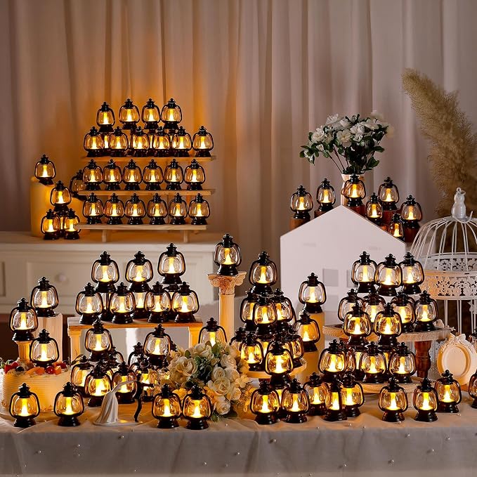 Ferraycle 120 Pcs Mini Lanterns 4 Inch Black Lamp Table Decor | Western Cowboy - Image 6