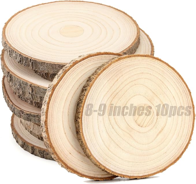 10 pcs Large Unfinished Wood Slices by SENMUT