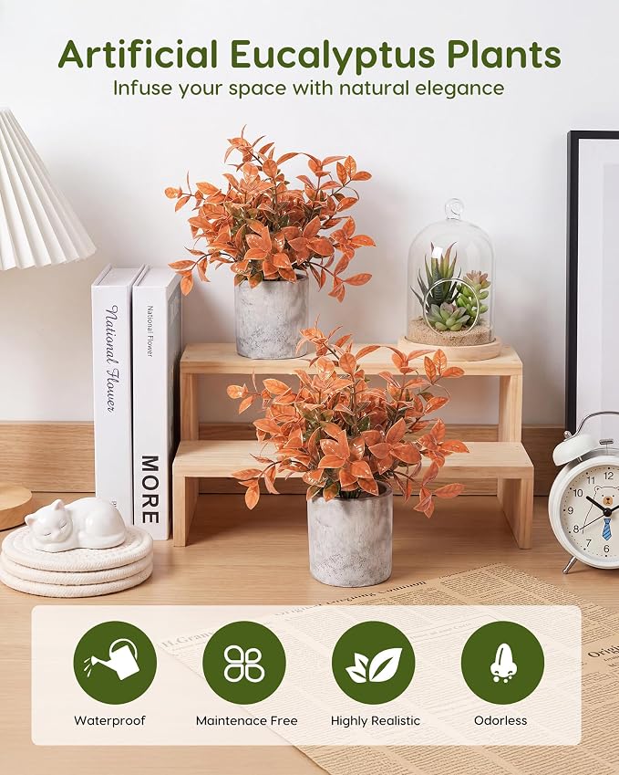 Velener Small Fake Eucalyptus Plant Artificial Potted Plants Indoor - Image 4