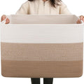 OIAHOMY 108L Extra Large Blanket Basket Dog Toy Basket Light Brown | Rectangle by MasterofSpaceOptimization