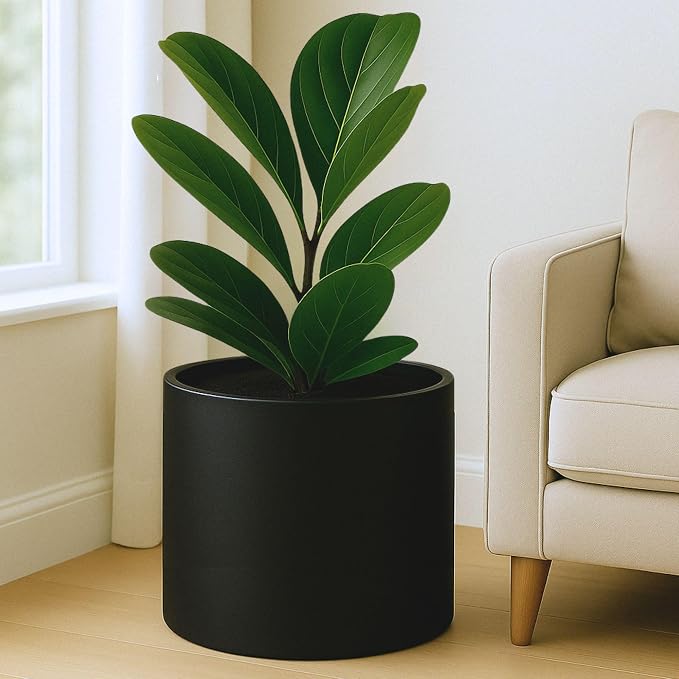 Fox & Fern Large Planter for Indoor or Outdoor, Matte Black, 14.6 Inch | UV & by FoxFern