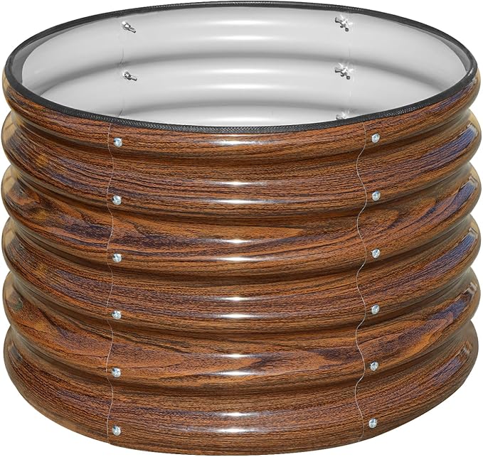 Raised Garden Bed, 2×2×1.5ft Round Galvanized Outdoor Planter Box by snugniture