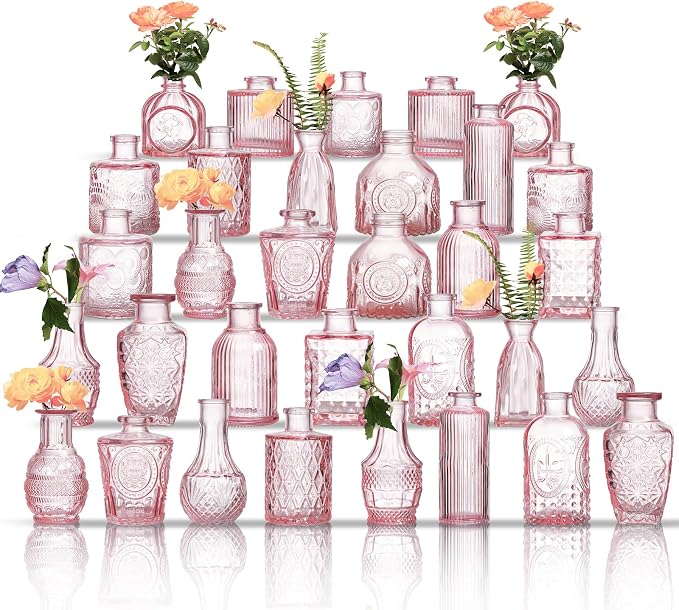 Glass Bud Vases Set of 32 by Unknown