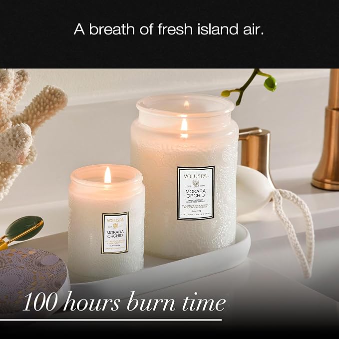 Voluspa Mokara Orchid Large Scented Candle Jar 18 Oz, 100 Hr Burn | Vegan - Image 5