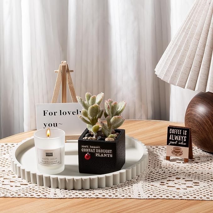 Round Bathroom Tray Perfume Organizer Coffee Table Decor, Heat-Resistant - Image 7