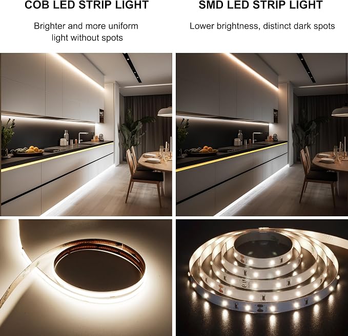 Pandery COB LED Strip Lights 5M, Touch Dimmable led Strips, 16.4ft LED Tape - Image 6