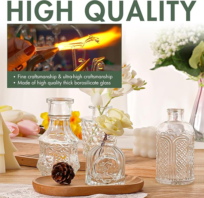 Arme Glass Bud vases in Bulk，Small Glass Flower Vase - Image 5