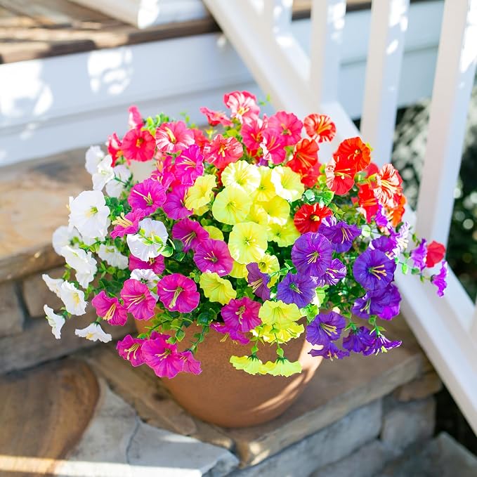 Artificial Flowers for Outdoors Fake Plants Outside Decoration, 12 Bundles Silk - Image 9