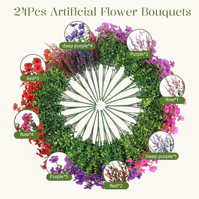 SHareconn 24 Bundles Artificial Flowers - Image 2