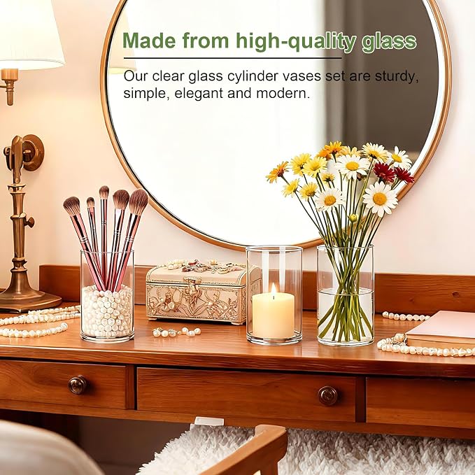 12pcs Thick Glass Cylinder Vase, 6 Inch Clear Glass Flower Vases | Floating - Image 7