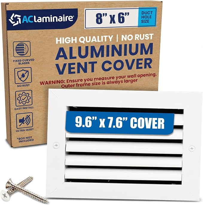 8x6 Aluminum Wall Ceiling Air Return Vent Cover HVAC Rustproof Grille by ACLAMINAIRE