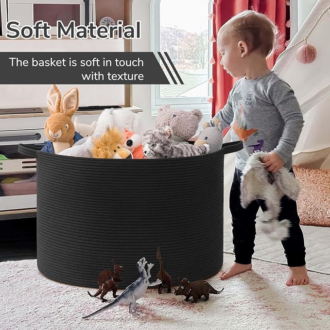 INDRESSME 115L Extra Large Woven Rope Blanket Basket Living Room, bedroom or - Image 6