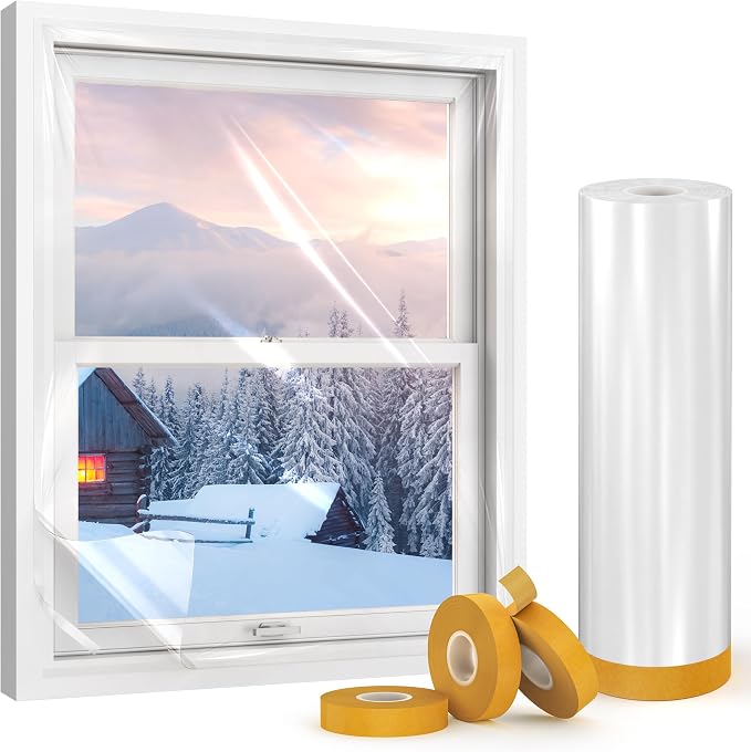 Window Insulation Kit, 63In x 33 Ft Window Plastic by AGHITG