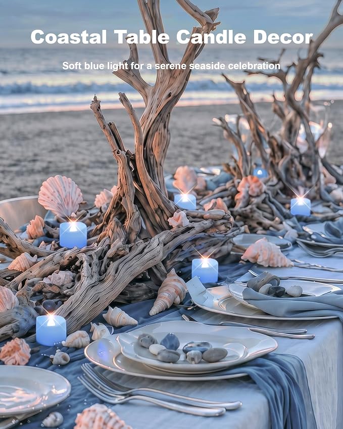 Homemory 24-Pack Light Blue Flameless Battery Tea Light Candles, 200+ Hours | - Image 5