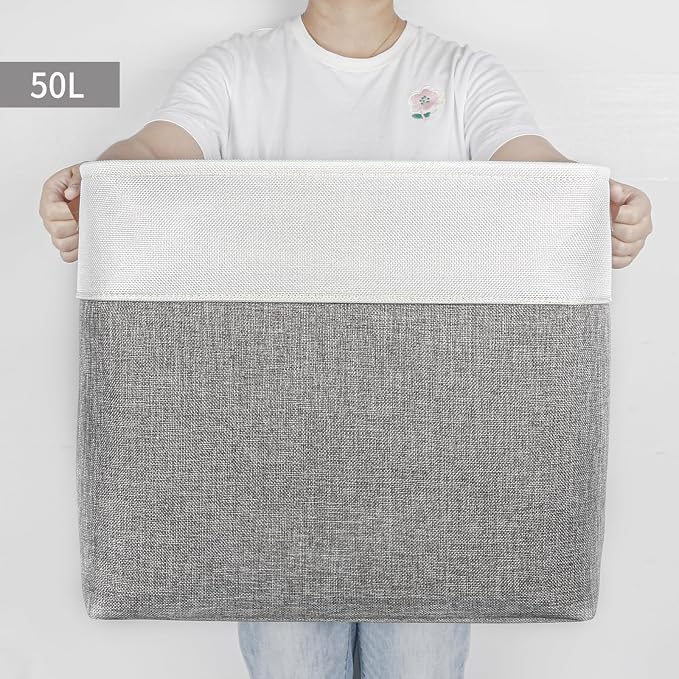 Large Fabric Storage Baskets | 50L Storage Bins, Decorative Linen Closet Baskets - Image 7