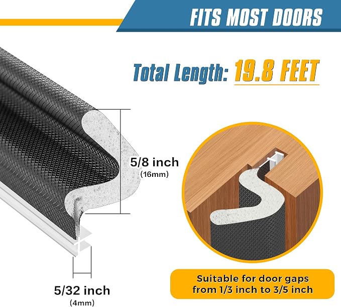 Door Weather Stripping, 19.8 FT V-Shaped Kerf Seal - Image 4
