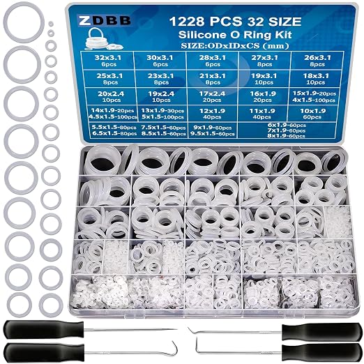 ZDBB 32 Size 1228 PCS Silicone O-Ring Kit by ZDBB