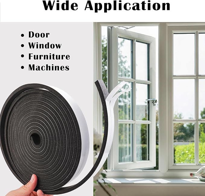 2" Wide x 1/8" Thick Closed Cell Weather Stripping, Sponge Rubber Foam Tape - Image 5
