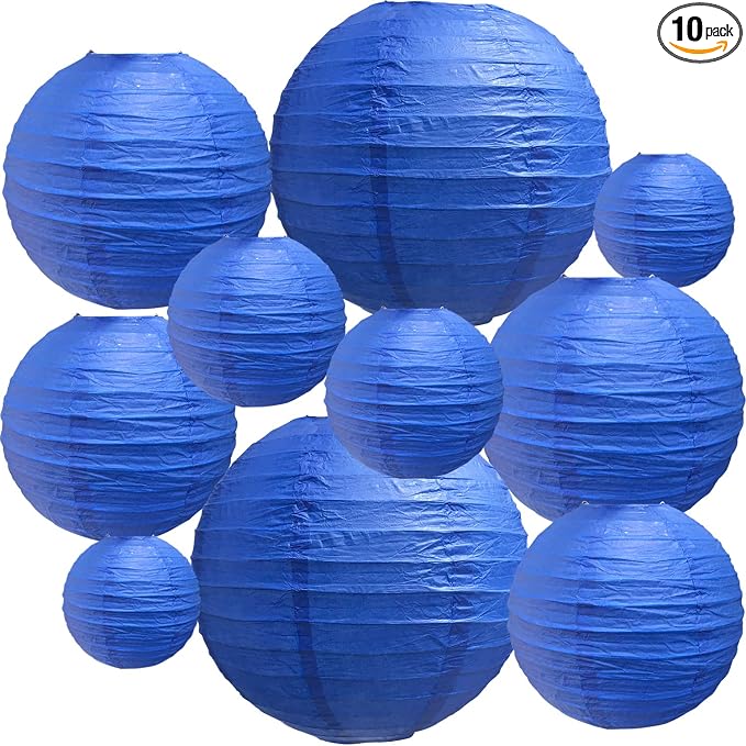 BEISHIDA Dark Blue Paper Lanterns 10Pcs 4/6/8/10/12 Inch Round Chinese Lamp | by Beishida