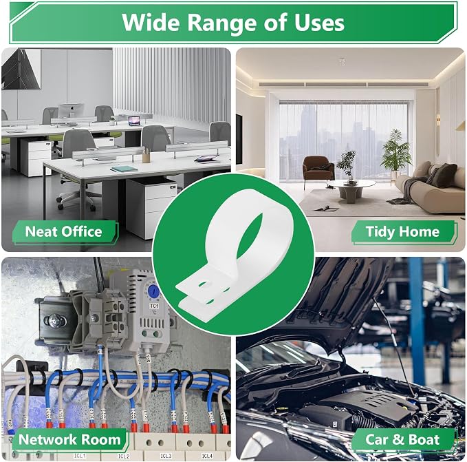 290 Pcs White R-Type Nylon Cable Clamps - Image 7