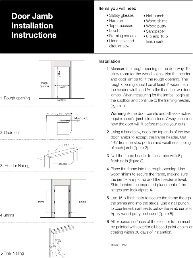 Yard & Home DIY Exterior White Door Jamb Frame Kit, Pine Wood, Finger Jointed - Image 7