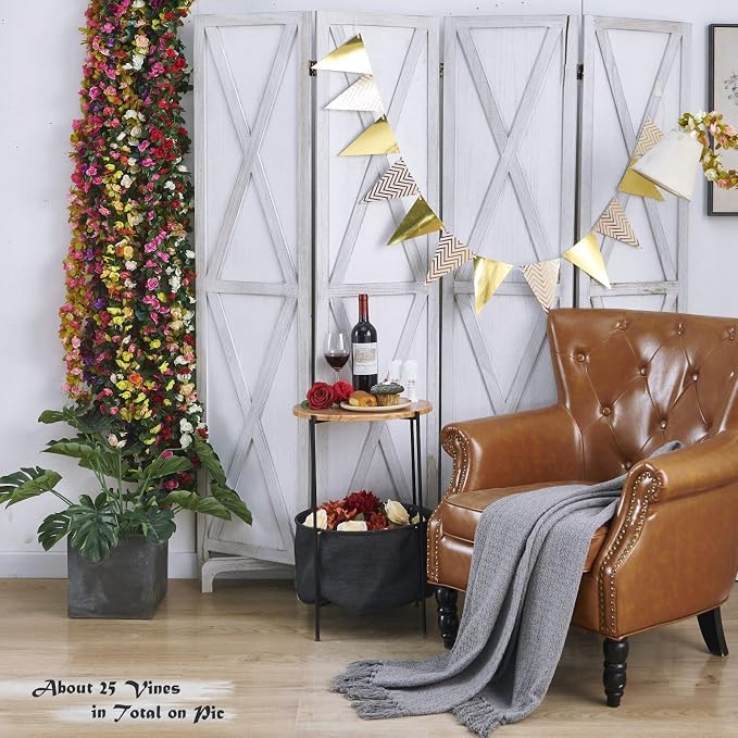 8Pcs x 8.2FT Artificial Flower Garland Rose Vine Decor, Hanging Faux Roses - Image 9
