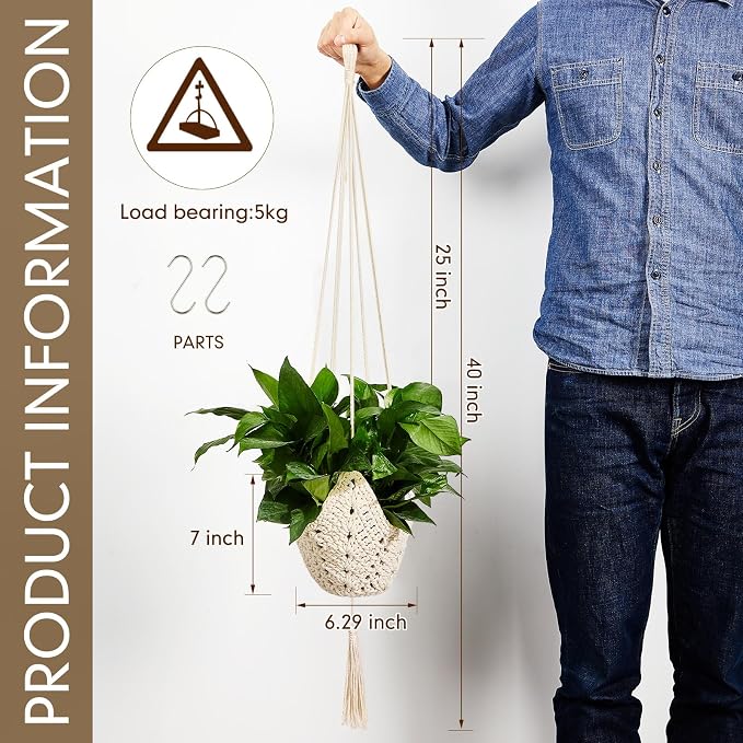 Shappy 3 Pack Boho Macrame Plant Hanger - Image 2