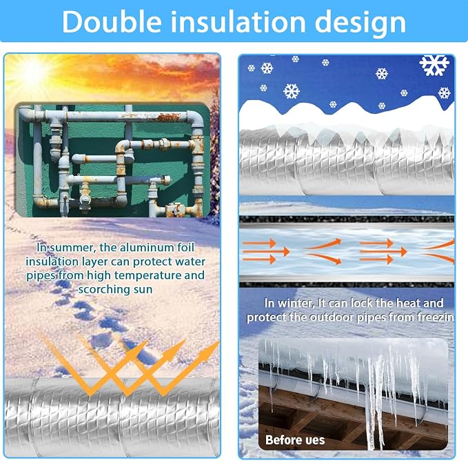 Pipe Wrap Insulation - 33 ft Outdoor Pipe Foam Insulation Tape Self Adhesive - Image 4