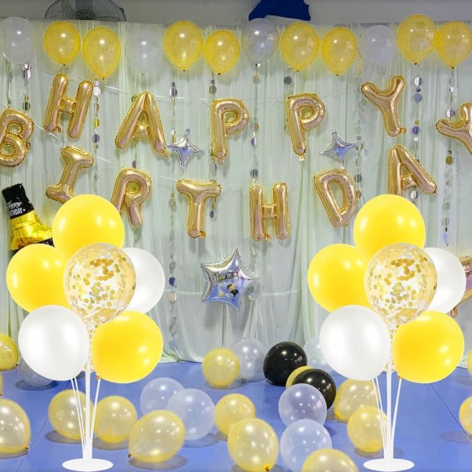 ZJDHPTY 4Set Yellow and White Balloon Stand Table Centerpiece Party Decor | - Image 8