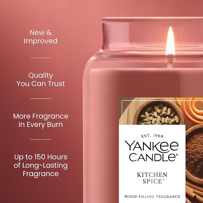 Yankee Candle Kitchen Spice, Holiday Scented Candle, 22oz Large Jar - Image 3