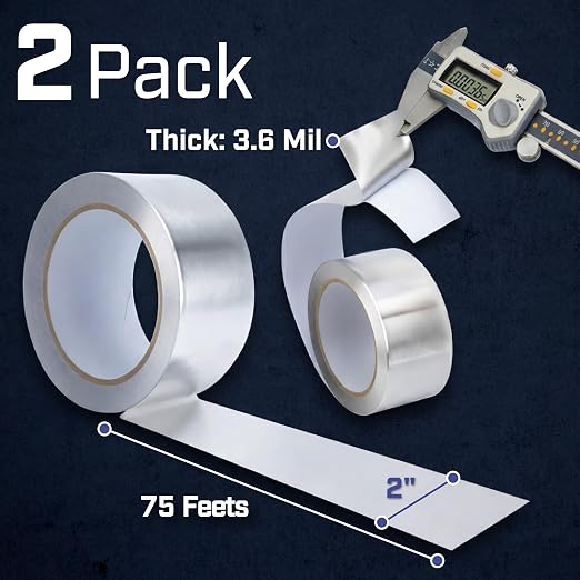 Bates- Aluminum Foil Tape, 2 Inch x 25 Yard, 3.6 Mil, 2 Pack, HVAC Heat Tape - Image 2
