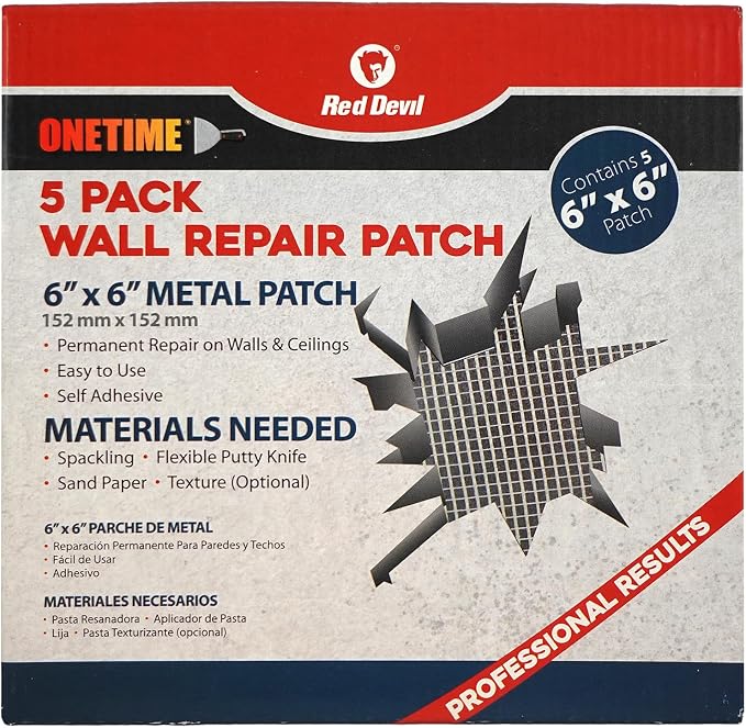 Red Devil 1212 6" x 6" ONETIME Wall Repair Patch, 5 Pack by RedDevil