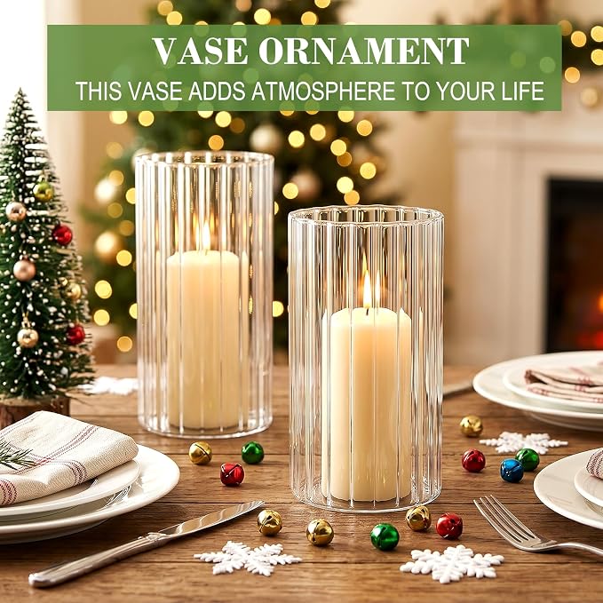 12 pcs Ribbed Glass Cylinder, 6 inch Flower Vases - Image 6