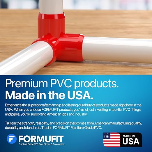 1” 3-Way Elbow Furniture Grade PVC Fitting in Red, Made in USA, UV-Resistant - Image 7