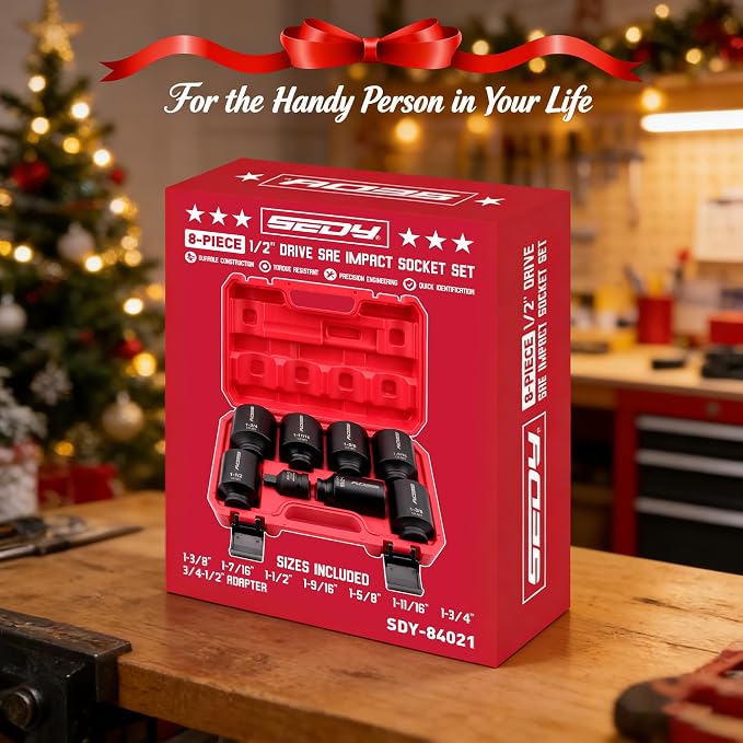 SAE Deep Impact Socket Set 8-Piece 1/2-inch Drive Wheel Axle Nut Wrench Large - Image 8