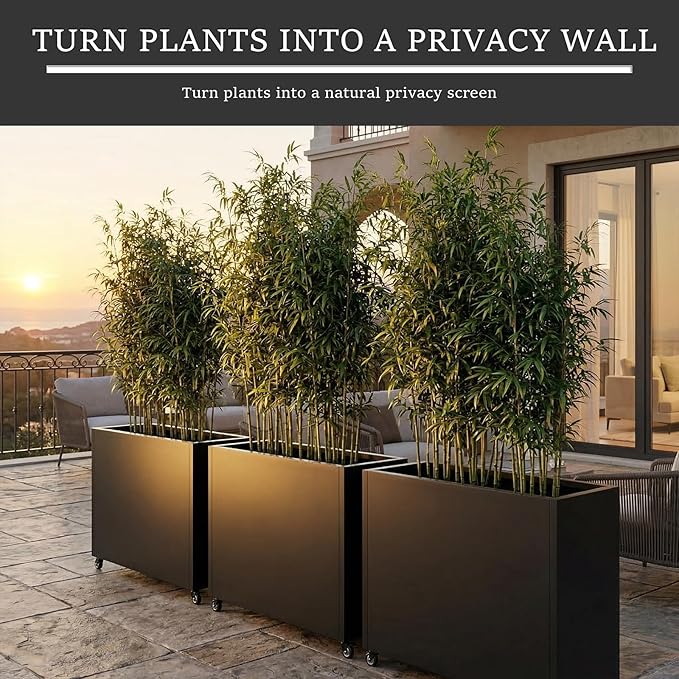 Metal Planter Box with Wheels, Rectangular Planter Raised Garden Bed - Image 4