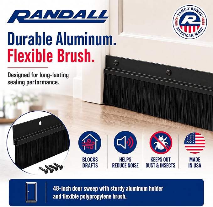 Randall Manufacturing Door Sweep, Door Bottom Brush Sweep - Image 3