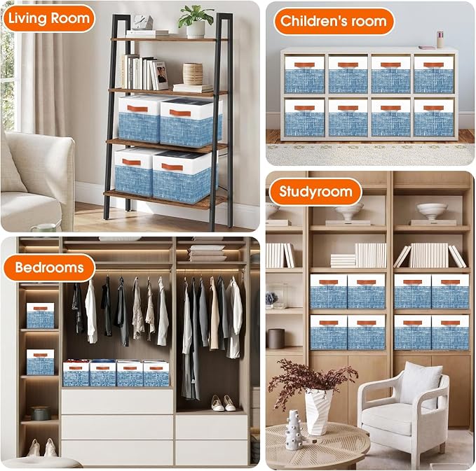 Collapsible Storage Baskets for Shelves, 8 Pack Foldable Fabric Storage Bins - Image 5