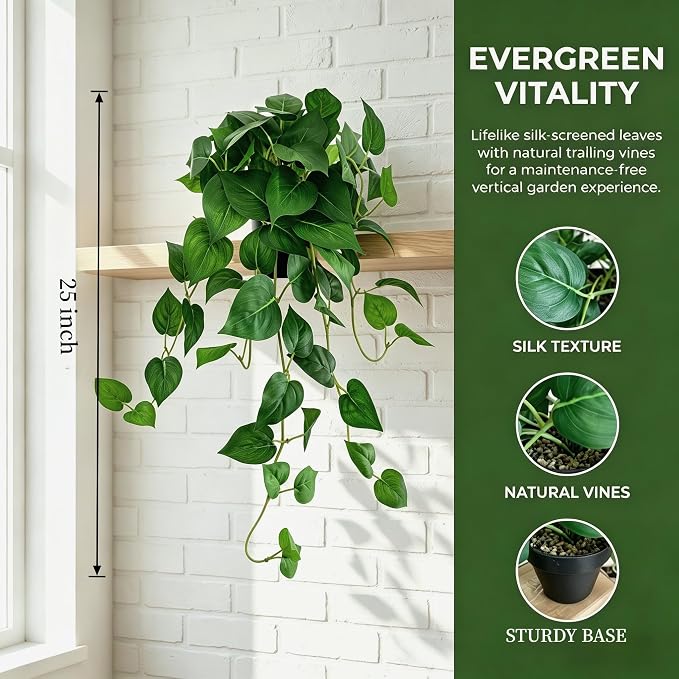Artificial Pothos Hanging Plant, Office Decor - Image 2