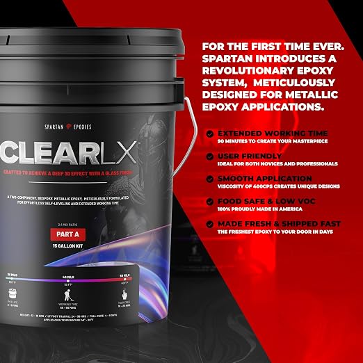 CLEARLX Metallic Epoxy Floor Coating System, Low VOC, Food Safe, Self Leveling - Image 3