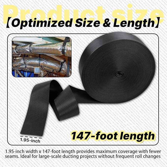 Heavy Duty Duct Strap – 1.95 in x 147 ft Black Nylon Strapping - Image 3