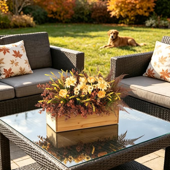 Hrobek 9 Bundles Fall Outdoor Faux Fake Plants UV Resistant | Realistic - Image 3