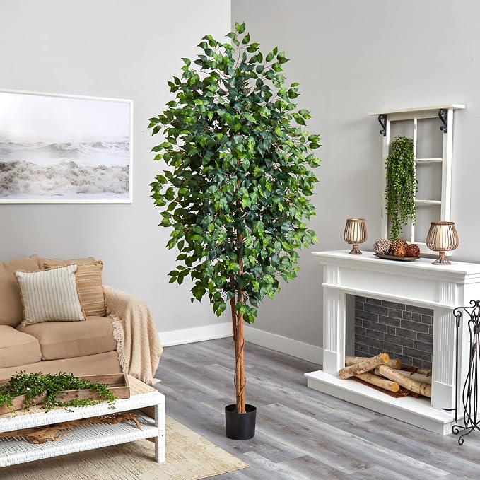 Nearly Natural 8ft Triple Trunk Artificial Ficus Tree - Image 7