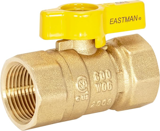 Eastman Straight Gas Brass Ball Valve, 3/4 in FIP x 3/4 in FIP, 1/4-Turn Handle by Eastman