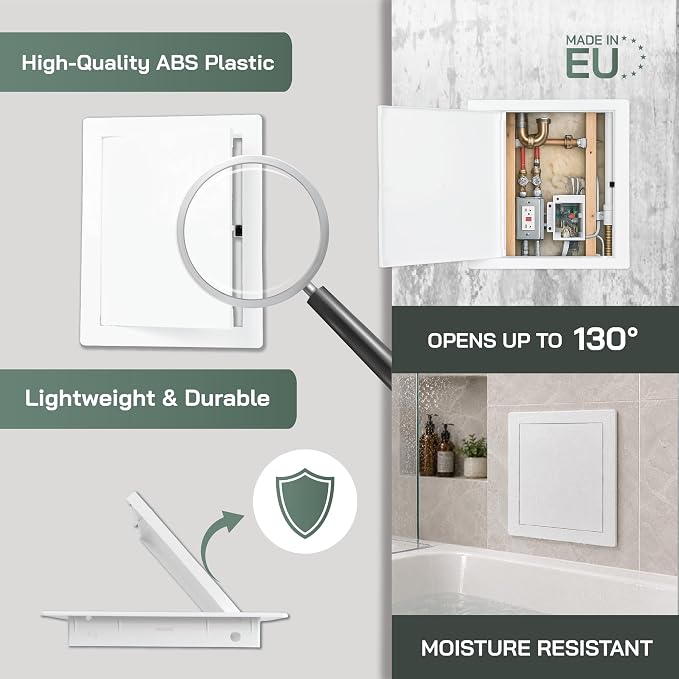 Vent Systems 6" x 8" Push-to-Open ABS Access Door – White Plastic Access Panel - Image 4