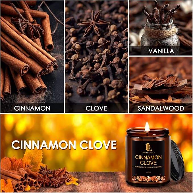 DL DREAMY DEWLA Fall Candle, Cinnamon Clove Scented - Image 5