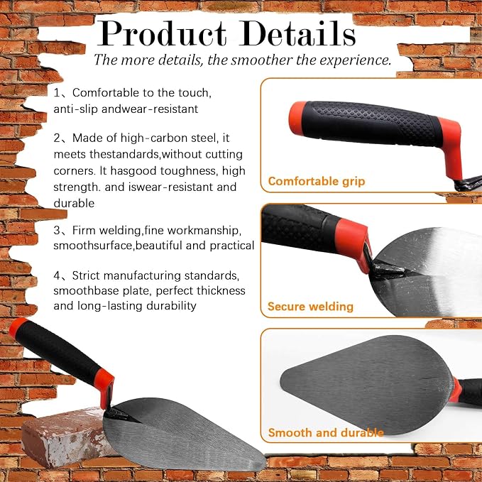 4 Pcs Ellipse Pointing Trowel Set, 6/7/8/9" Carbon Steel - Image 3