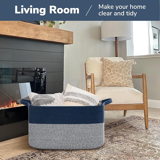 Goodpick 75L Extra Large Woven Blanket Basket, Clothes & Toys, Living Room & - Image 2